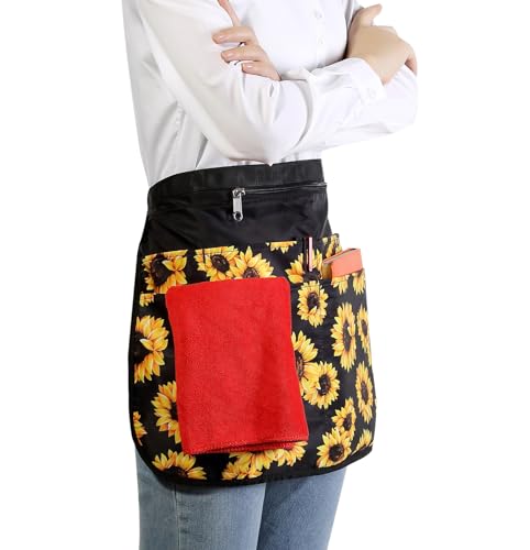 Bafelia Waterproof Server Apron for Women with 7 Pockets - color: Sunflower