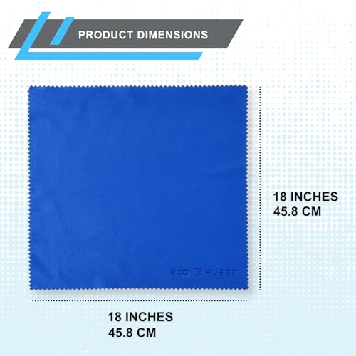 Eco-Fused Large Microfiber Cleaning Cloths - 4 Pack - 18 x 18 inch - Perfect for Wide Screen TVs, Large Computer Monitors- Also for Cleaning Glasses, Camera Lenses, Laptops and LCD Screens- Blue/Black - color: 4 Pack - 18 X 18 Inch