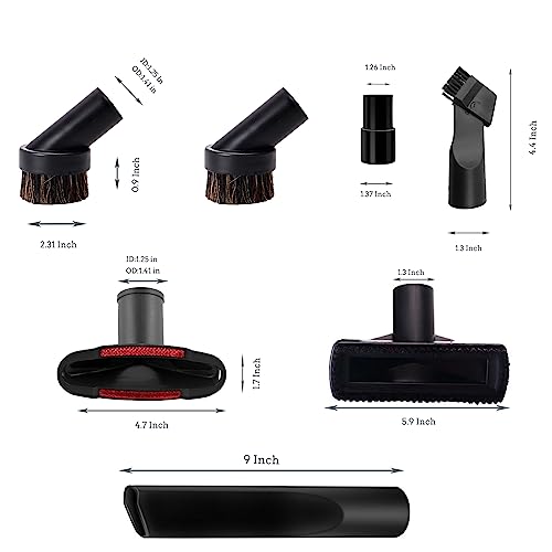1 1/4" Vacuum Attachments & Brushes for Shop Vac Accessories Household Cleaning Kit Brush Nozzle Crevice Tool with Adapter for 1" to 2" Hose Set of 7…