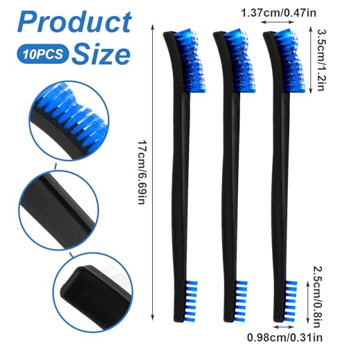 JIEYAO 10pcs Double-Ended Mini Detailing Brushes, All Purpose Small to Large Cleaning Brush Set, Stiff Bristles for Kitchen Sink Gaps Corners (Blue)
