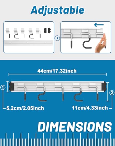 Mop and Broom Holder Wall Mount Garden Tool Rack Organizer - color: Black, size: 2 Packs 5 Hooks