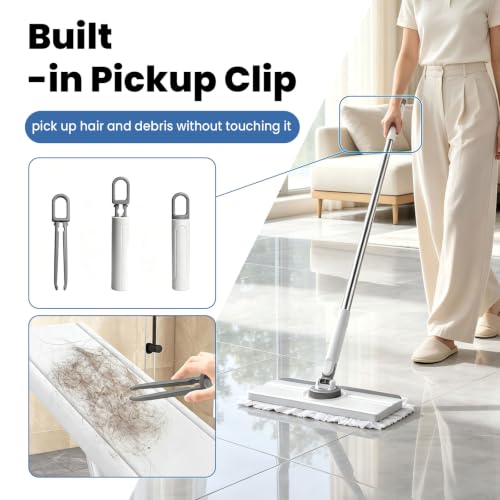 13" Wide Flat Mop with Snap-Grip Cloth Lock, Disposable Clamp Mop - color: Gray