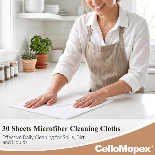 30 Pack Microfiber Cleaning Cloths, Dish Towels for Kitchen, Car, Bathroom - color: White