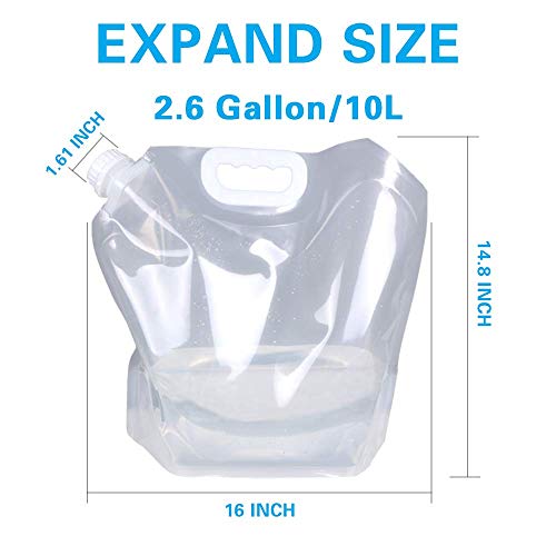 Soddeph Collapsible Water Container Bag, BPA Free Food Grade Clear Plastic Storage Jug for Sport Camping Riding Mountaineer,Freezable, Food Grade (4-pack-2.6 Gal) - style: 4-pack-2.6 Gal