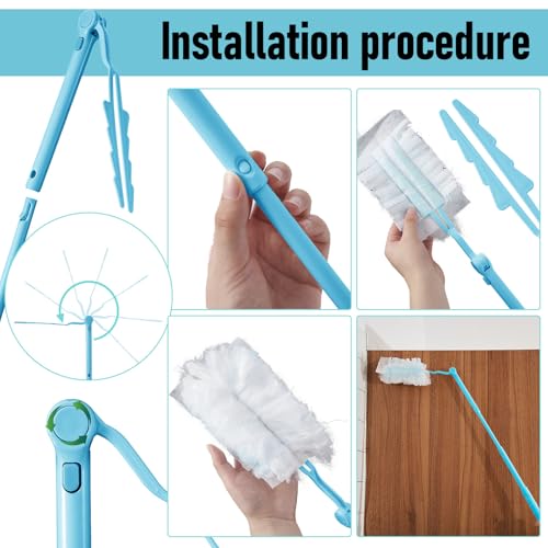Colingmill 4 Pack Replacement Duster Handles, 3 Ft Extendable, Sky Blue - color: Sky Blue