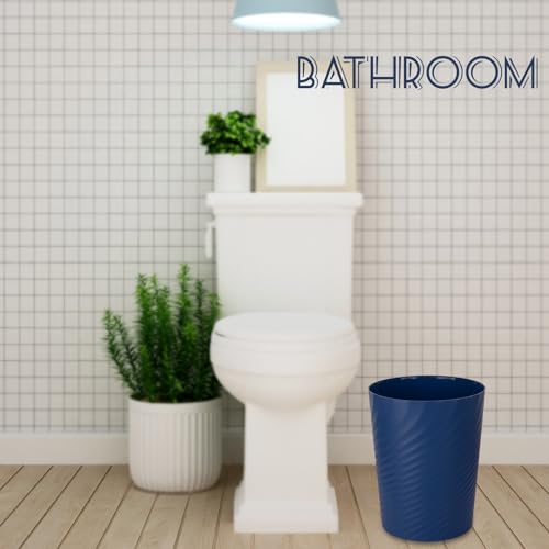 UUJOLY Plastic Small Bathroom Trash Can Wastebasket Garbage Can, Navy Blue - color: Navy Blue, size: 1.8 Gallon/1 Pack