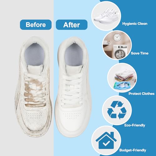 Shoe Washing Machine Bag: Laundry Shoe Bag for Washer and Dryer - 2pc Reusable Shoe Cleaning Bag for Sneaker Tennis Shoes Unstain Cleaner Kit (Blue 2pcs) - color: Blue 2pcs