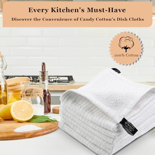DishCloths Kitchen|Waffle Terry Weave Hand Towels|Cotton 12"x12" Reusable Dish Rags Washing Scrub Cleaning Dishes|Dish Bar Mop Towels Hand Wipes| washcloth |6 Pc Set-White - color: White