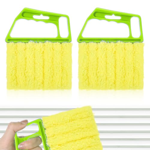 2-Pack Microfiber Blind Cleaner Tools - 7-Finger Washable Duster for Venetian Blinds, AC Vents, Fans & Wood Surfaces - Flexible Head with Non-Slip Handle
