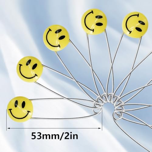 50 PCS Safety Pin 53mm/2.1in Baby Diaper Pins for Cloth Plastic Head Baby Pins for Diapers Stainless Steel Cloth Pin with Locking Closures Nappy Pins for Crafts(XL/Yellow) - color: Yellow