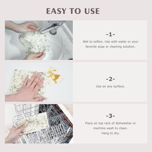 Swedish Dishcloth Dish Towel Set: Kitchen Cellulose Sponge Cloth (Flower) - color: 02 Flower
