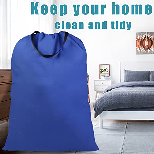 LOLOMLO Extra Large Canvas Laundry Bags with Handles & Drawstring Closure, Heavy Duty Tears Resistant Clothes Storage Travel Bags, Machine Washable Multi Use Laundry Bag liner for Laundry Hamper - - color: Royal Blue