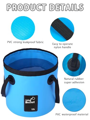 Collapsible Bucket with Handle, Lightweight 5 Gallon 20L - color: Blue, size: 20L