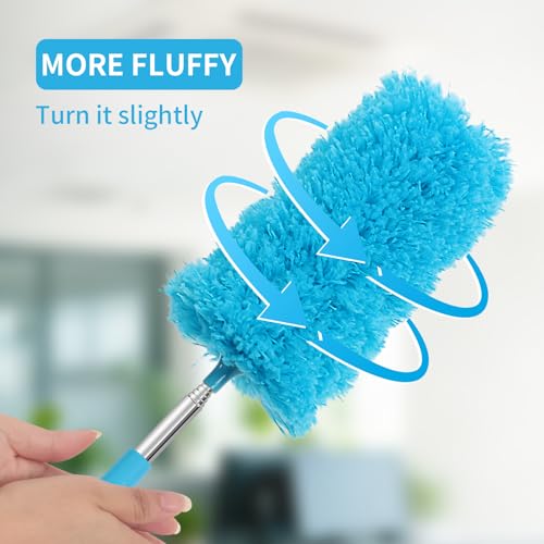 Mini Microfiber Duster for Cleaning, Hand Duster with Extension Pole, Washable Small Duster for Car Interior, Office, Furniture - color: Gray