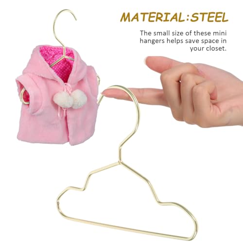 Didiseaon 10Pcs Small Dog Clothes Hangers Metal Pet Golden Mini Cat Hanger for Puppy Closet Storage, Windproof Heavy Duty Doll Garment Rack Accessories 5.9 X 4.33 Inches - size: 15x11cm