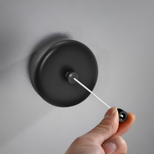 SUS304 Retractable Clothesline with Adjustable Nylon Clothing Rope for Bathroom Laundry Hotels (Black) - size: Black