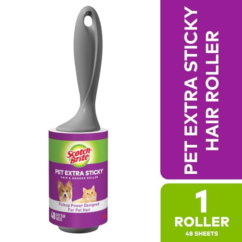 Scotch-Brite Pet Hair Pickup Extra Sticky Lint Roller, 50% Stickier, Fur & Fluff Remover for Clothes, Couches, Dog Beds & Car Seats, 4 in x 22.5 ft, 48 Sheets - size: 1 Pack