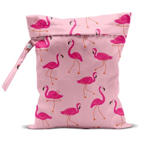 Pink Flamingo Wet Bag 12x10 Inch, Flamingo Waterproof Travel Laundry Bag - color: Flamingo 1418