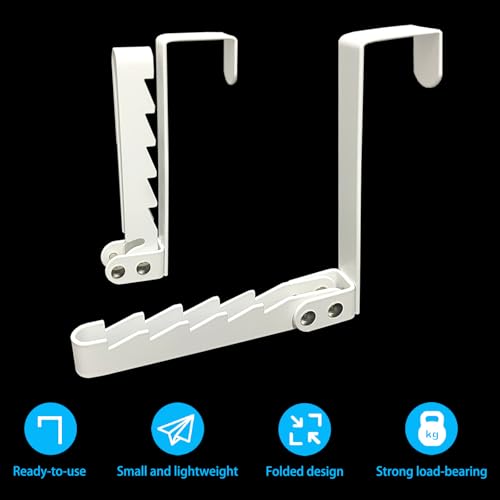 2 Pack Collapsible Over The Door Hooks, Folding Drying Rack Hanger for Clothes & Coats, Indoor Laundry Room, Bathroom & Dorm, Space-Saving Compact Small Space Portable White - color: White