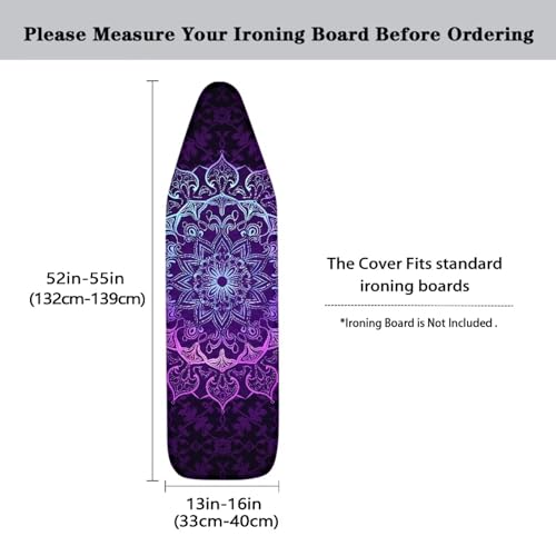 Home Ironing Board Cover, Boho Flower Heat Reflective Tie-Dye Ironing Board Cushion with Elastic Edge, Standard Size - color: Boho Flower