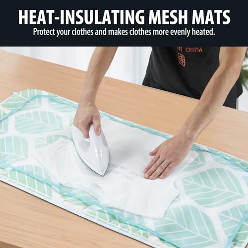 Seiritex Ironing Mat, Portable Ironing Pad 39.4 x 18.9 inch Table Top Iron Board 5 in 1 Travel Iron Blanket for Washer, Dryer, Counter top, Green Leaf - color: Green Leaf, size: 39.4 x 18.9
