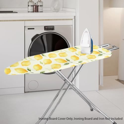 Lemon Extra Wide Ironing Board Cover and Pad with Elastic Edge - color: Lemon Print