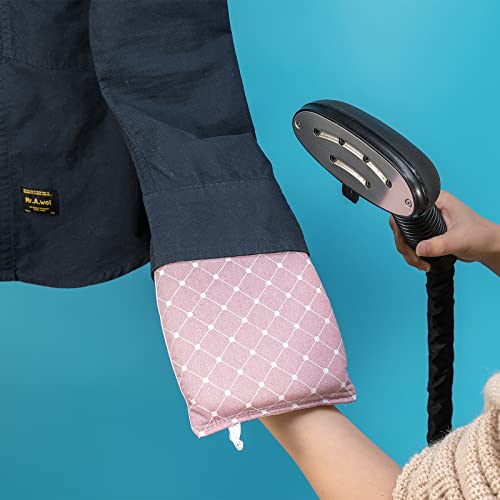 Garment Steamer Ironing Gloves Anti Steam Glove Heat Resistant Garment Steamer Mitt, Garment Steam Accessories for Clothes,Pink, 2PCS