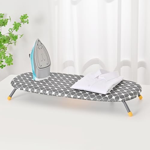 APEXCHASER Small Ironing Board Tabletop, Foldable mini Table top Iron Board - color: Gray