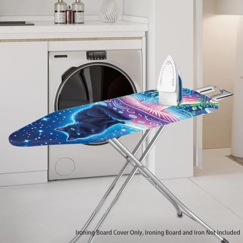 Black Cat Ironing Board Cover 15x54 Inch Extra Thick Resistant Scorch and Staining,3 Fasteners,Elastic Edge,Large Protective Scorching Standard Size - color: Black Cat Mushroom
