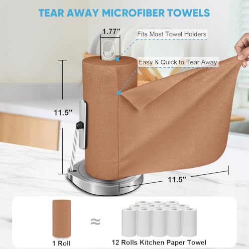 AIDEA Microfiber Cleaning Cloth Roll-50PK, Reusable Paper Towels 11.5×11.5" - color: Coffee