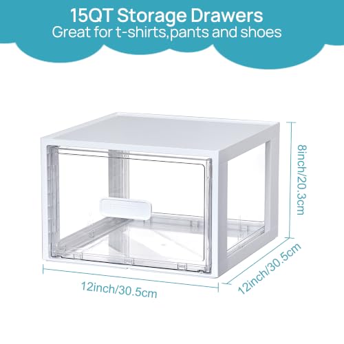 Vtopmart 4 Pack White Stackable Storage Drawers 15QT - size: Medium-White