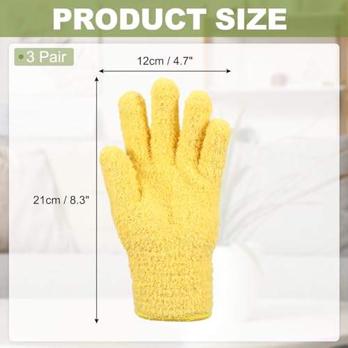 uxcell Microfiber Gloves, Reusable Washable Plant Dusting Gloves Cleaning Mittens for Auto Plants Household Kitchen - color: Yellow