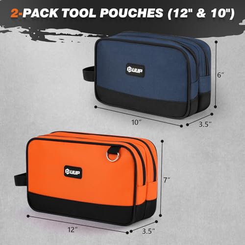 Tool Bag 2-Pack 12" 10", Divider Zipper Pouch, Small Tool Box Organizer - color: Orange/Blue 2Pack, size: 12"x7"&10" x 6"