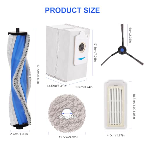 Replacement Parts for Ecovacs DEEBOT T30S/T30S AI/T30S PRO/T30S CARE Robot Vacuum Cleaner - Spare Accessories Kit Include 1 Main Brush 4 Side Brush 4 Filter 4 Mop Pad 4 Dust bag - color: T30S Replacement Kit