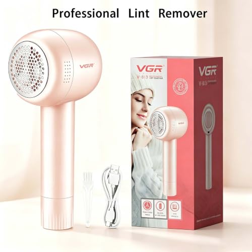 VGR 813 Rechargeable Fabric Shaver,6-Blade Lint Remover,Pink - color: Pink