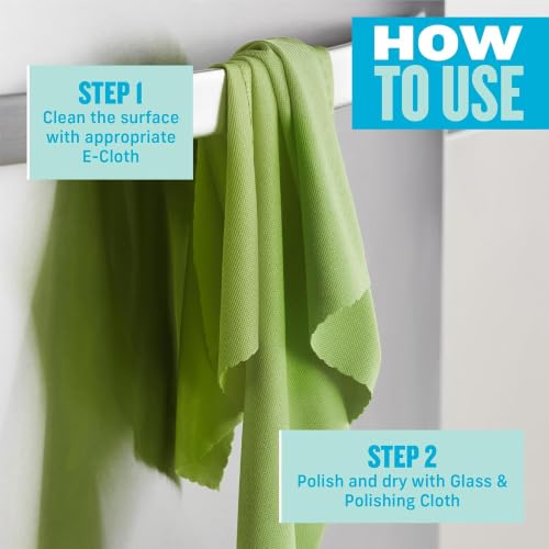 E-Cloth Glass & Polishing Cloth - Reusable & Durable Glass Cleaner - 4 Pack - color: Assorted Colors - 4 Pack, size: Retail Packaging