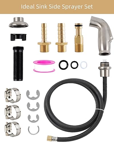 Universal Sink Spray Attachment with Braided Hose Set, Brushed Nickel - color: Brushed Nickel, style: braided hose/single spray mode