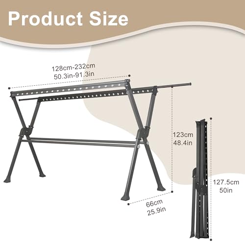 50.3-91.3 Inches Clothes Drying Rack, Aluminum Alloy Clothes Drying Rack, Adjustable Length Foldable Laundry Rack with Strong Anti - Slip & Load - Bearing, Suitable for Indoor Balconies - color: Four-bar Hanger