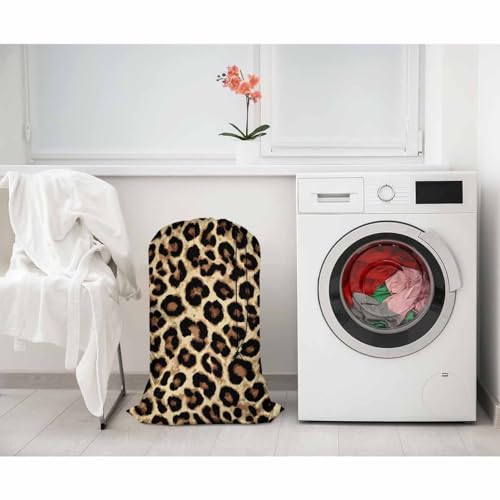 Swono Laundry Bag Drawstring Closure Classic Leopard Print Exotic Safari Animal Skin Print Heavy Duty Laundry Portable for Home Dorm Room Essentials for Travel Camp, Wildlife - color: Classic Leopard Print