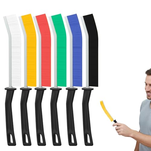 Brush Set, 6 Pack Crevice Cleaning for Door Window Track Gaps Bathroom Kitchen, Edge Corners Narrow Groove Detail Brush 23CM - color: 6pack Mix, size: MIX