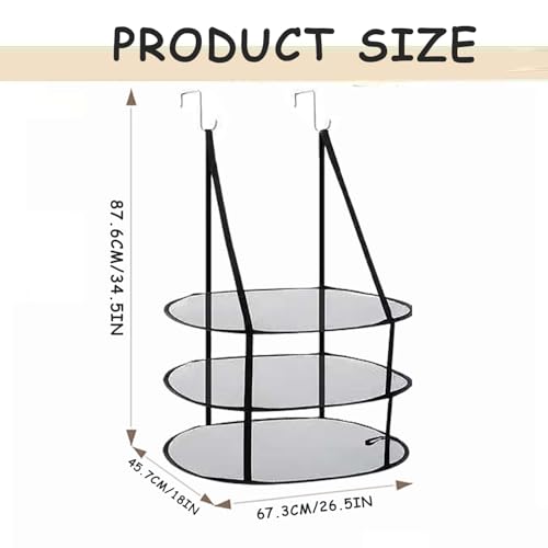 2 Pack 3-Tier Hanging Drying Rack, Mesh Clothes Organizer for Air-Drying Delicates, Space Saving Over the Door Mesh Hanger for Closet, Laundry Room, Dorm & RV, Breathable Foldable Storage Net