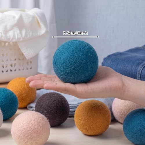 WILLBOND 10 Pcs Wool Dryer Balls Bulk 3 Inch Laundry Reusable Colored Anti Static Wool Balls Natural No Lint Fabric Softener Dryer Sheets Replaces for Reducing Wrinkles Save Drying Time(Morandi) - color: Morandi