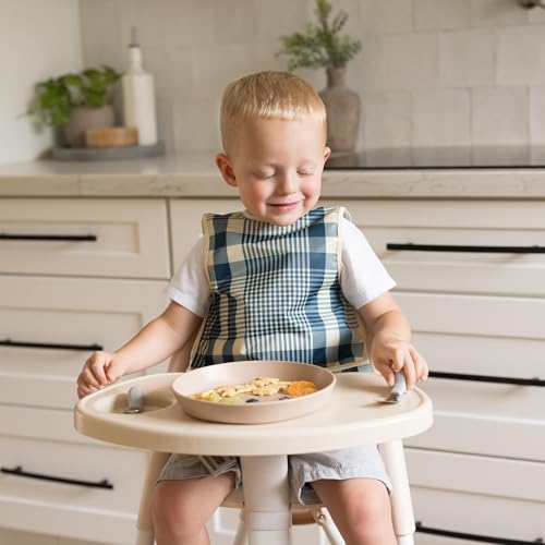 Tiny Twinkle Mess Proof Baby Bib for Girls | Waterproof Toddler Bib for Eating | Baby Apron for Feeding | Machine Washable | Perfect Shower Gift (Gingham, 6–24M) - color: Gingham, size: Small 6-24 Months