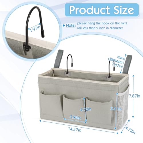 Bedside Caddy Bedside Storage Bag for Headboards/Bunk Bed - color: New Grey