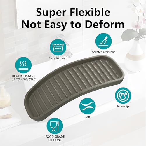 Gosmol Silicone Sponge Holder for Kitchen Sink - Soap Tray 2 Pack Brown - color: Brown