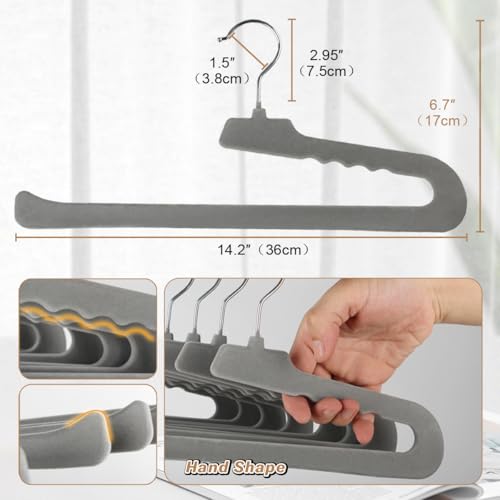 Velvet Pant Hangers Open End,8 Pack Non Slip Black Felt Trouser Hangers - color: Gray