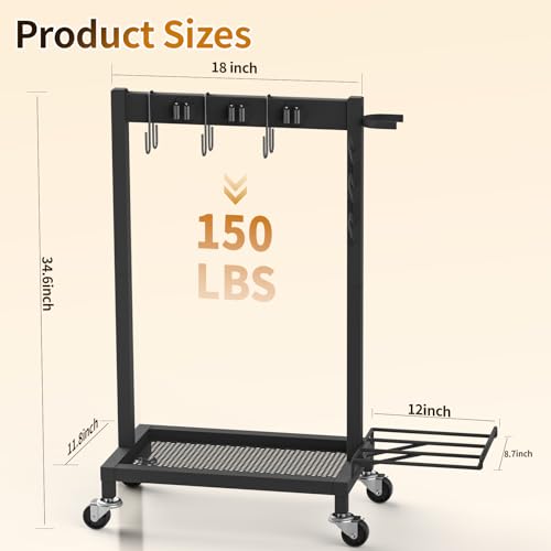 Broom Holder with Cleaning Supplies Organizer, 18" Wx11.8 Dx34.6 H - size: 18"Wx11.8"Dx34.6"H