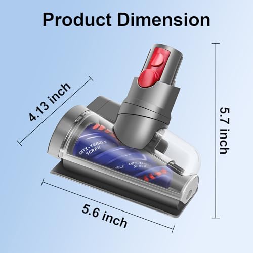 Mini Motorized Tool Brush Head Compatible with Dyson V12 Detect Slim/ V10 Digital Slim / SV18/ SV20 Vacuum Part, Anti-Tangle Attachment Replacement Head Suitable for Long Hair and Pet Hair