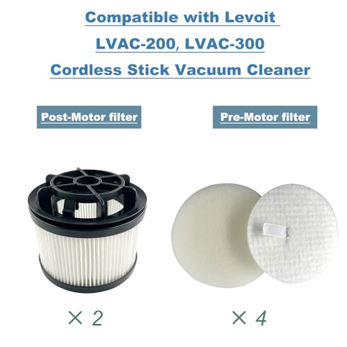 Dttery LVAC-200, LVAC-300, VortexIQ Filter Replacement for Levoit Vacuum