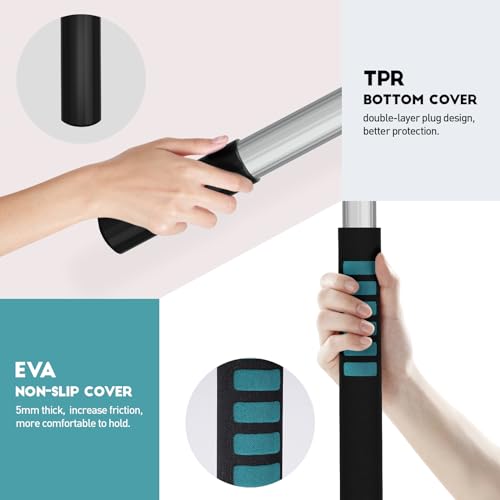 TelesPro 30 Feet High Reach Window Squeegee with 6-24 Ft Extension Pole, Window Cleaner Tool with 5-Stage Telescoping Pole, Window Cleaning Kit with Rotatable Head (2 Squeegee & 2 Microfibre Cloths) - size: 24 FT